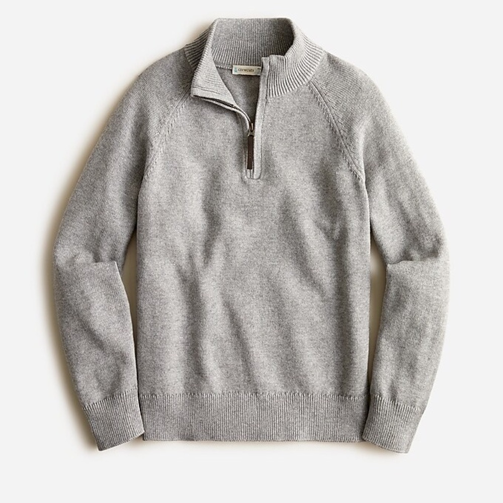 NWT- CREWCUTS J. crew Kids' cotton-cashmere half-zip sweater Gray